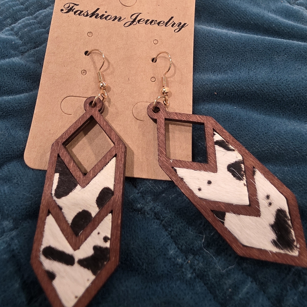 Geometric Cow Print Earrings